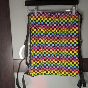 Disney Parks Rainbow Checkered Cinch Bag